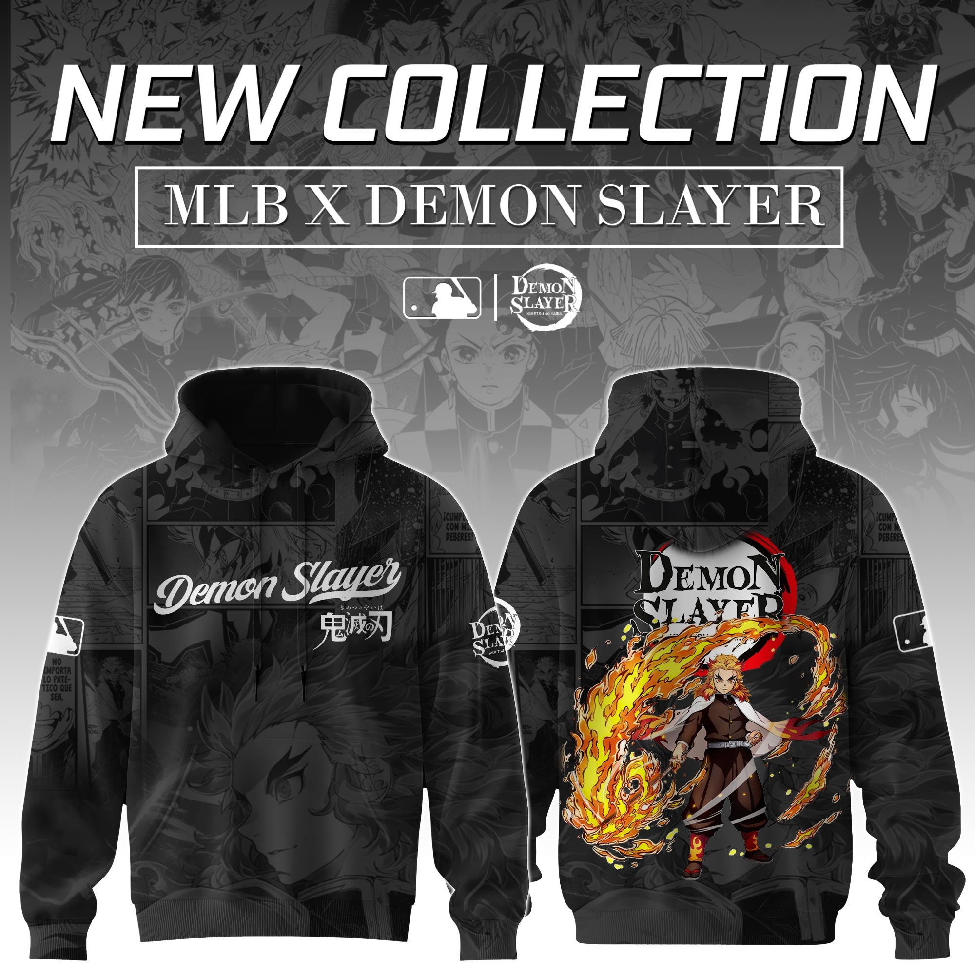 Rengoku Kyojuro Demon Slayer x MLB Baseball Hoodie Editions Limited Perfect Gift For Him