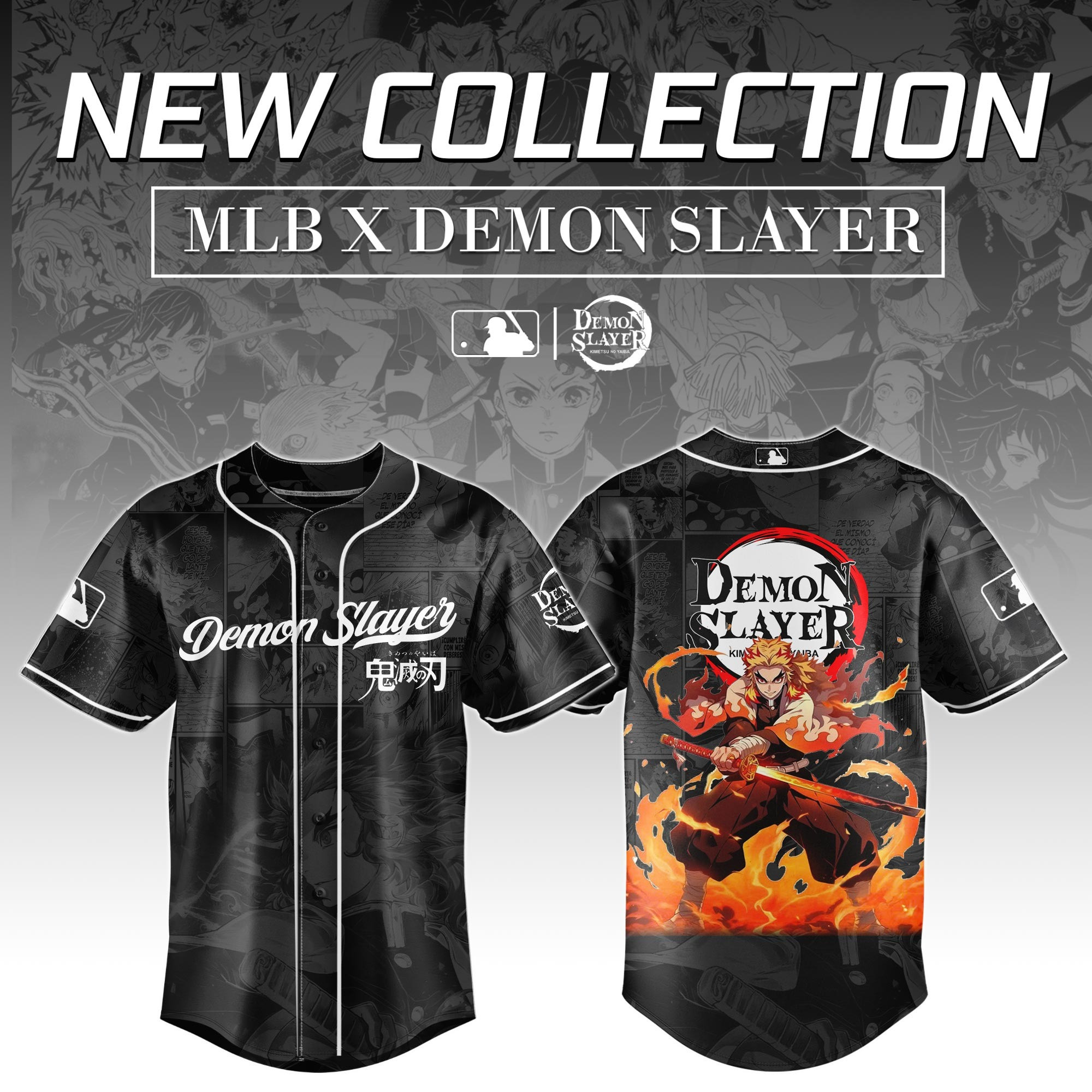 Rengoku Kyojuro Demon Slayer x MLB Baseball Jersey Editions Limited Demon Slayer Fan Shirt