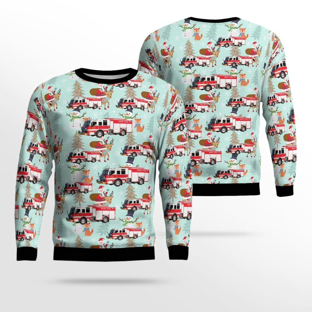Reno Nevada Reno Fire Department AOP Ugly Sweater Unisex Christmas Gift