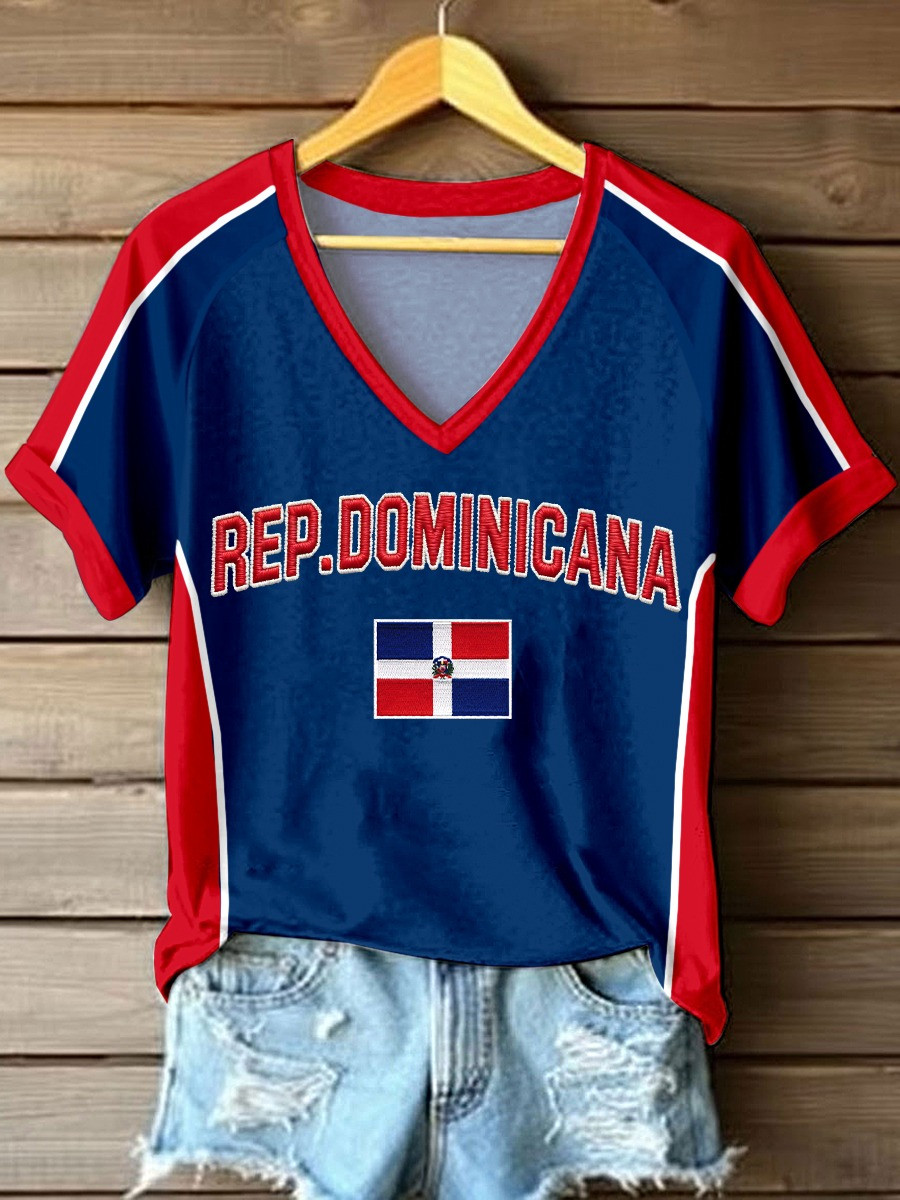 Rep Dominicana V-Neck Shirt Dominican Republic Flag Pride Sport Apparel Best Gift For Dominican Fans