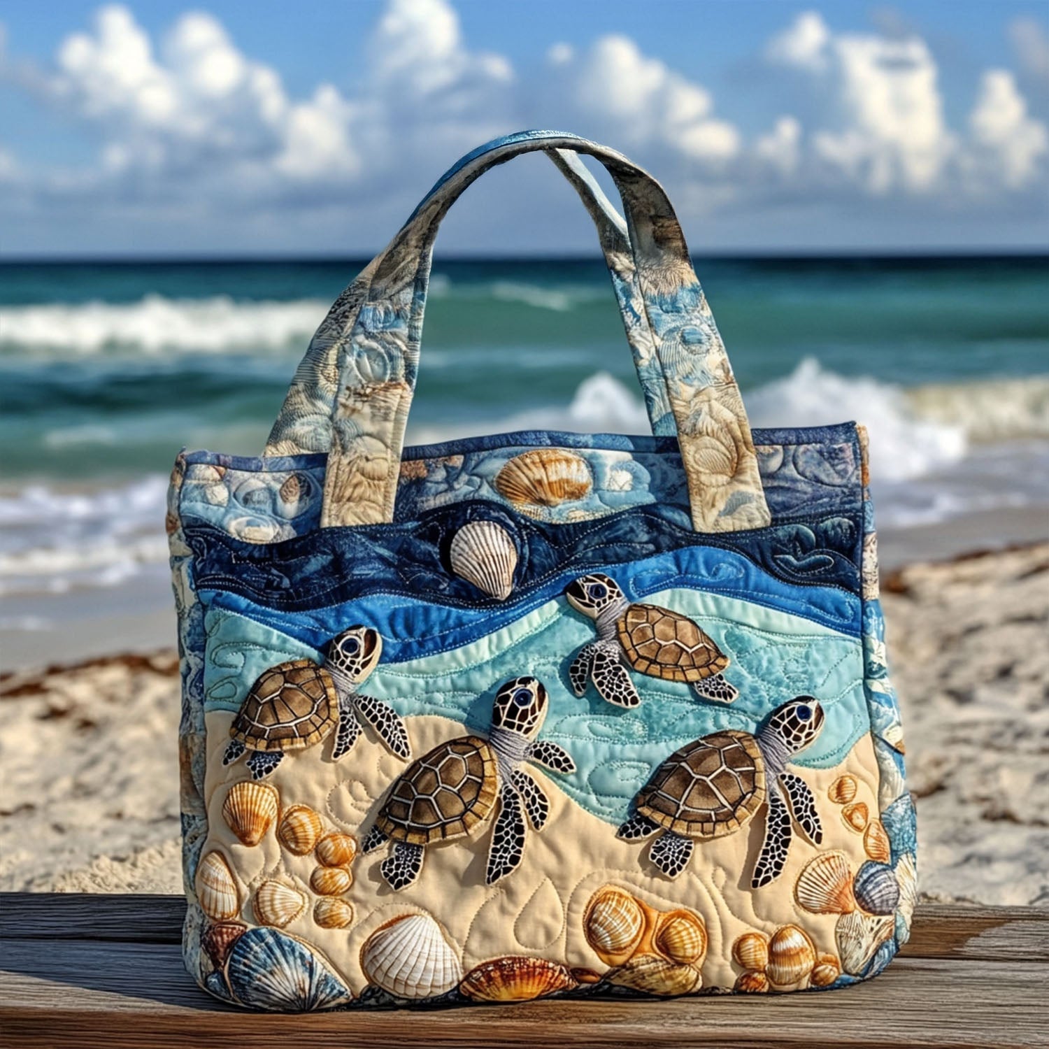Reptile Retreat Quilted Tote Bag Ocean Themed Gift