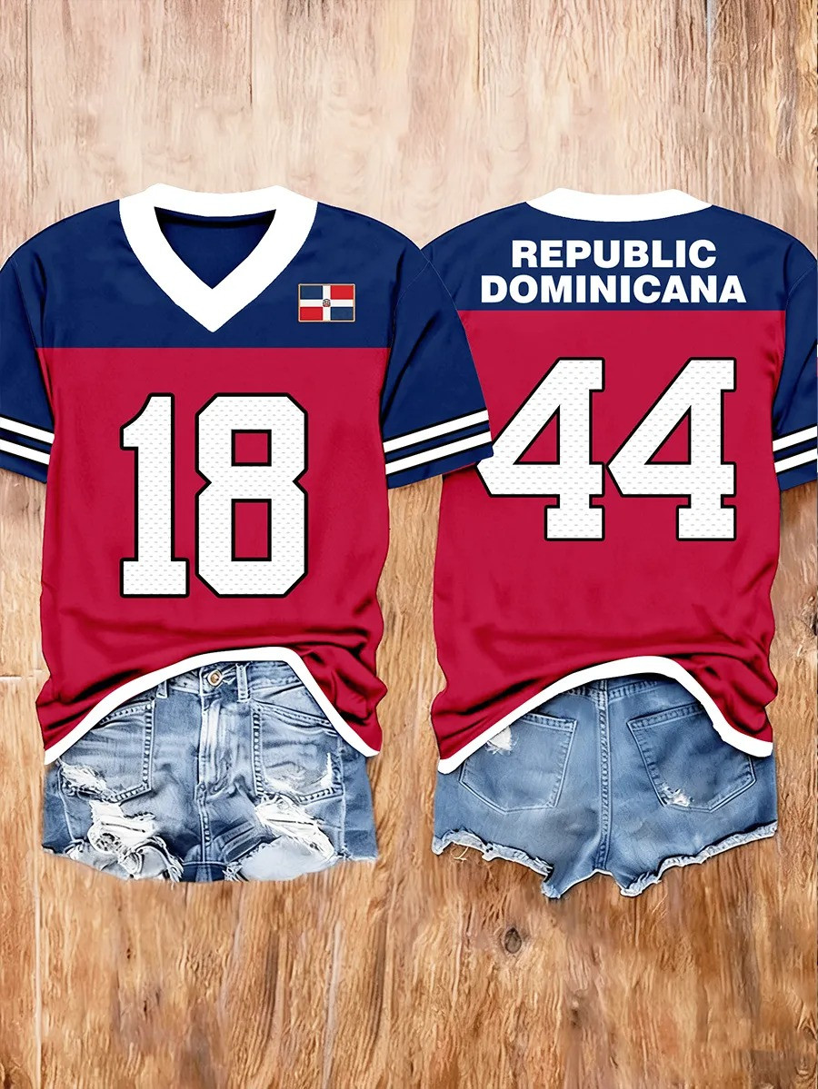 Republic Dominicana V-Neck Shirt Dominican Pride Fan Gear Sport Apparel Best Gift Fans