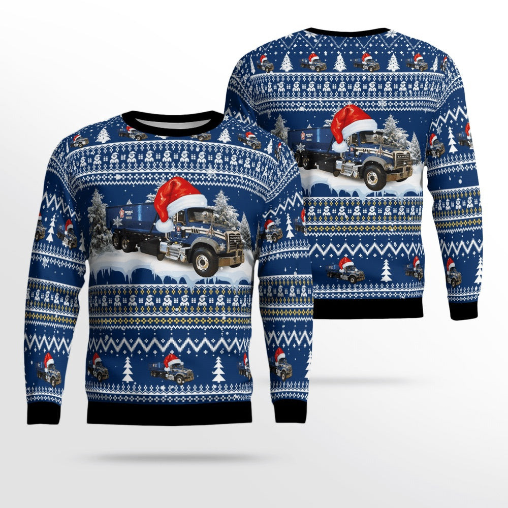 Republic Services Roll Off Truck Christmas AOP Ugly Sweater Unisex Christmas Gift