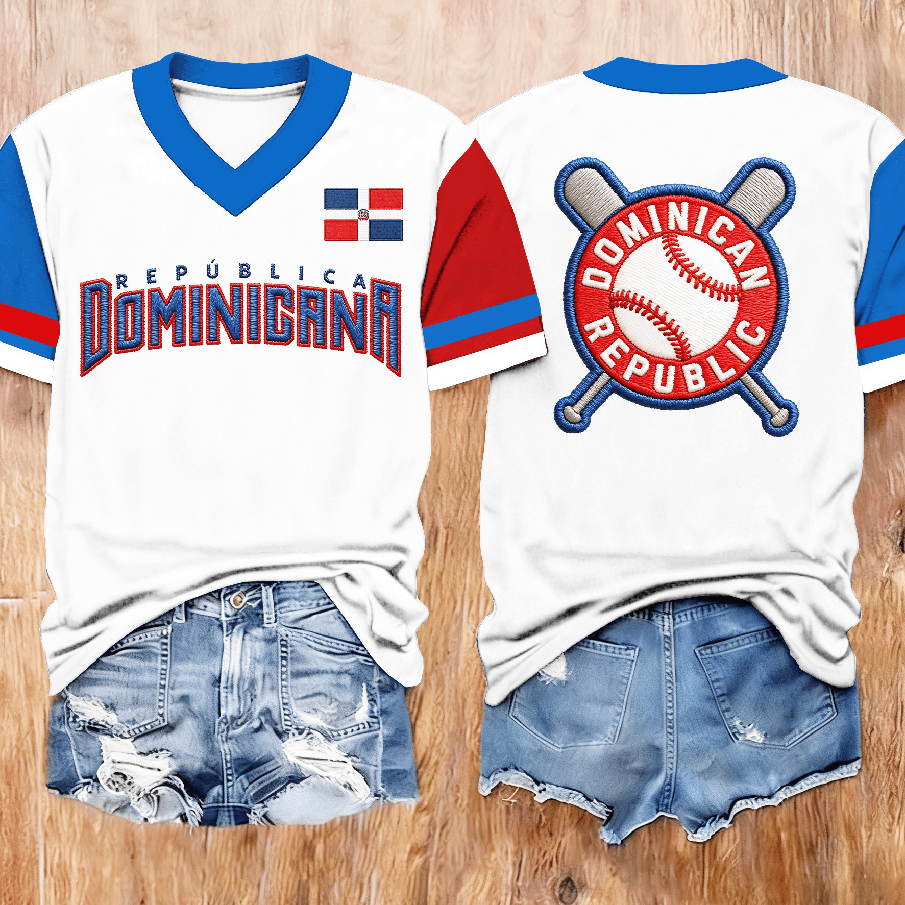Republica Dominicana Baeball V-Neck Shirt WBC 2026 Clothes Present For Fans