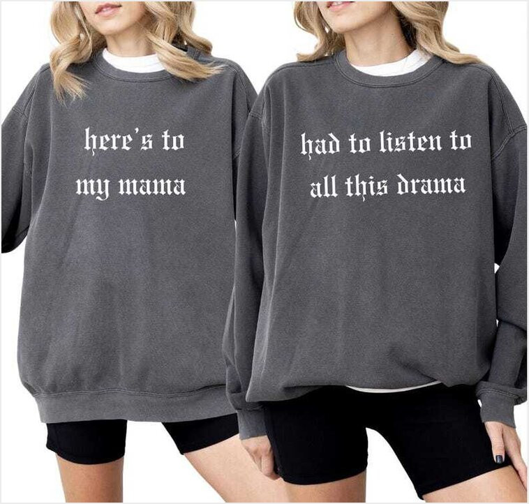 Reputation Mother Daughter Sweatshirt Bundle Swift Heres To My Mama Set Gift Mom Eras Tour Crewneck Outfit Unisex Plus Size Gifts For Sister