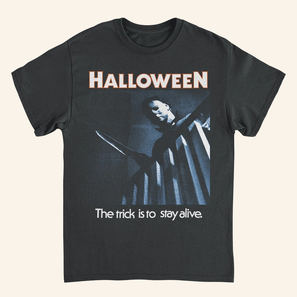 Rerun The 80S Merch Halloween Michael Myers Upstairs T-Shirt Gift Ideas For Horror Lovers Rerun The 80S Merch Halloween Michael Myers Upstairs T-Shirt Gift Ideas For Horror Lovers