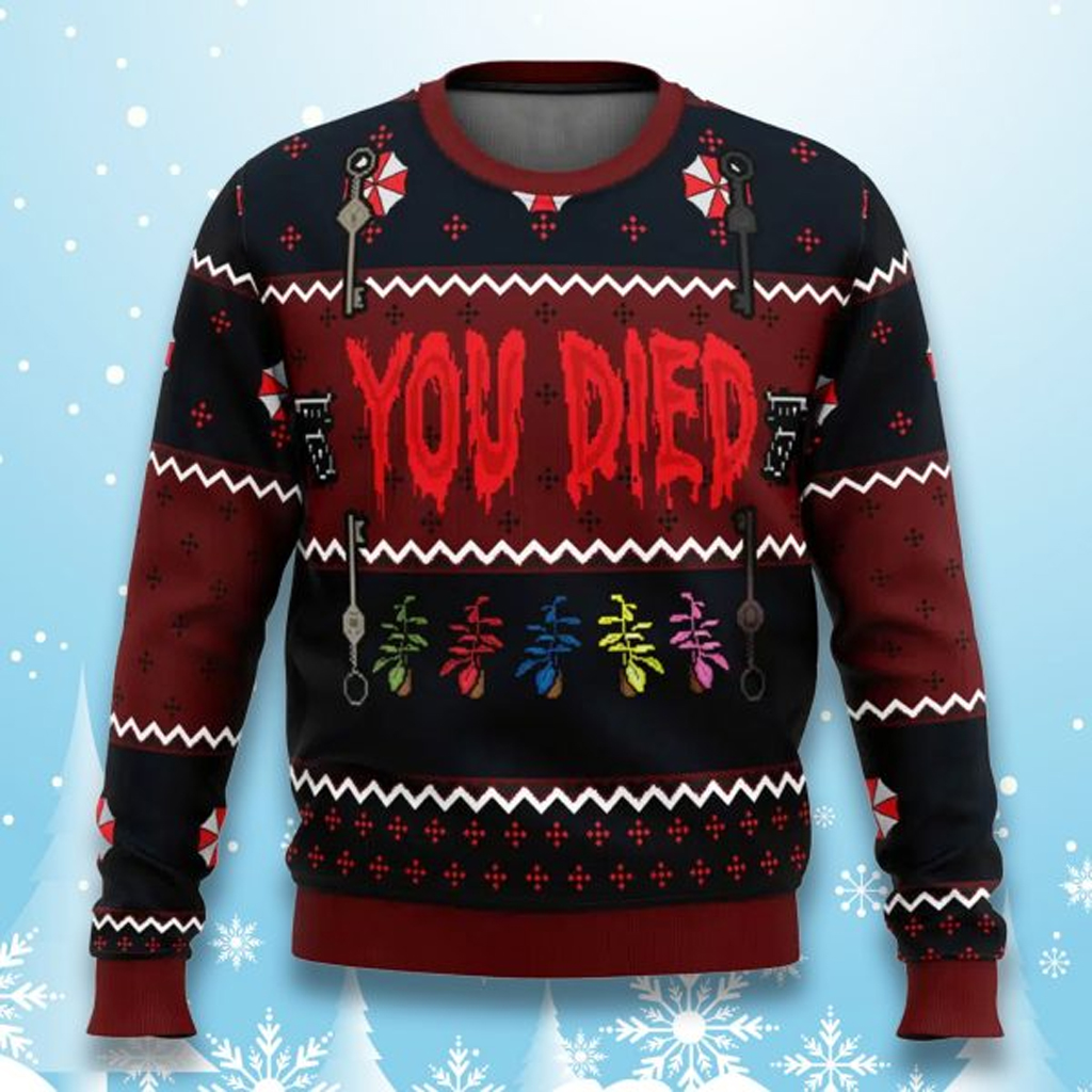 Resident Evil You Died Christmas Ugly Sweater Xmas Presents For Him Resident Evil You Died Christmas Ugly Sweater Xmas Presents For Him