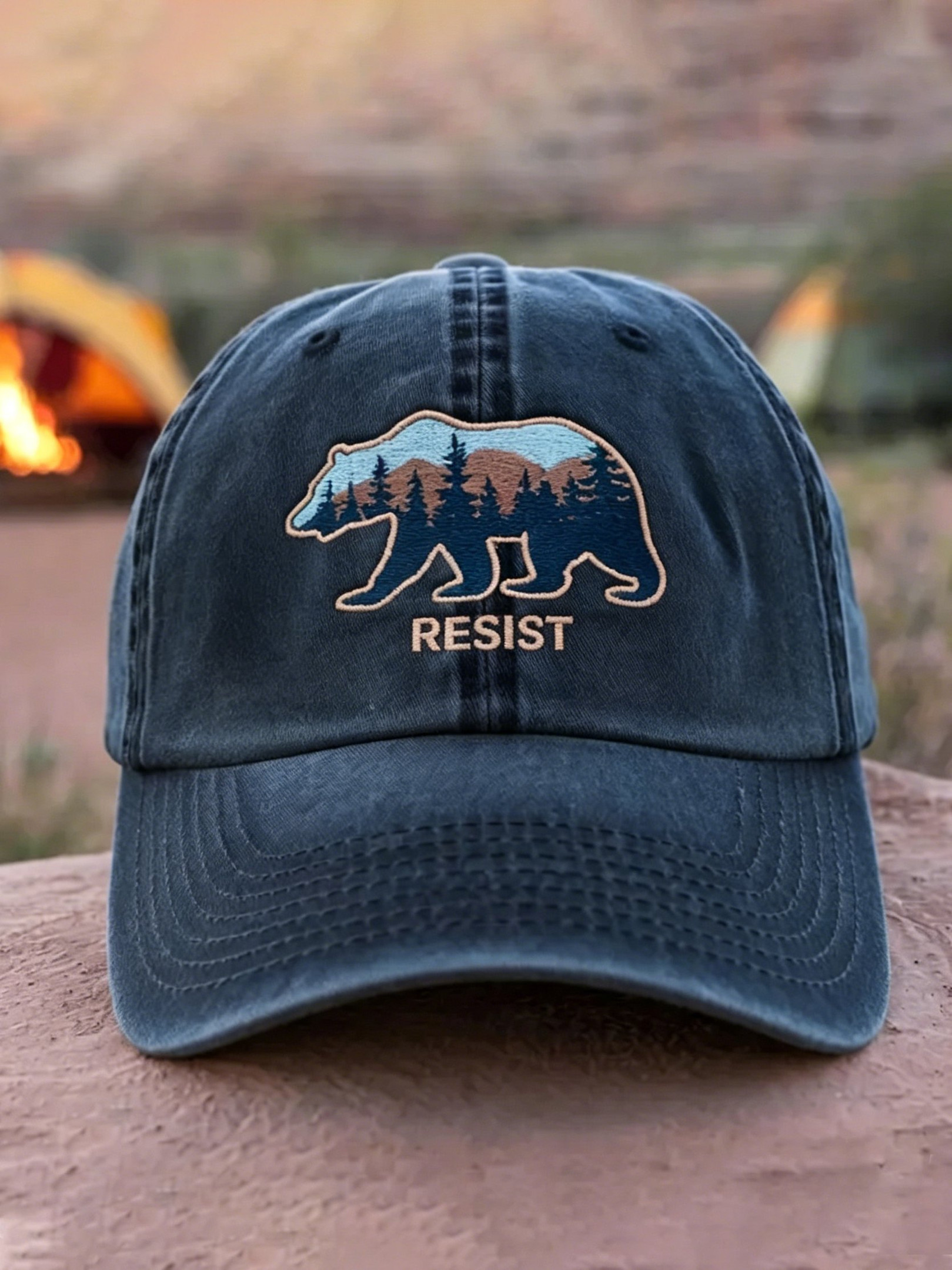 Resist Bear Pine Tree Forest Ball Cap Rebuilding The USFS Merch Gift For Wildlife Enthusiasts