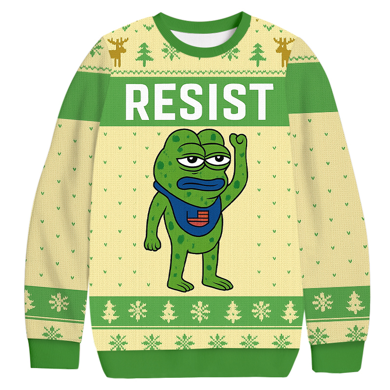 Resist Frog Christmas Ugly Sweatshirt Festive Xmas Winter Sweater Gift Ideas