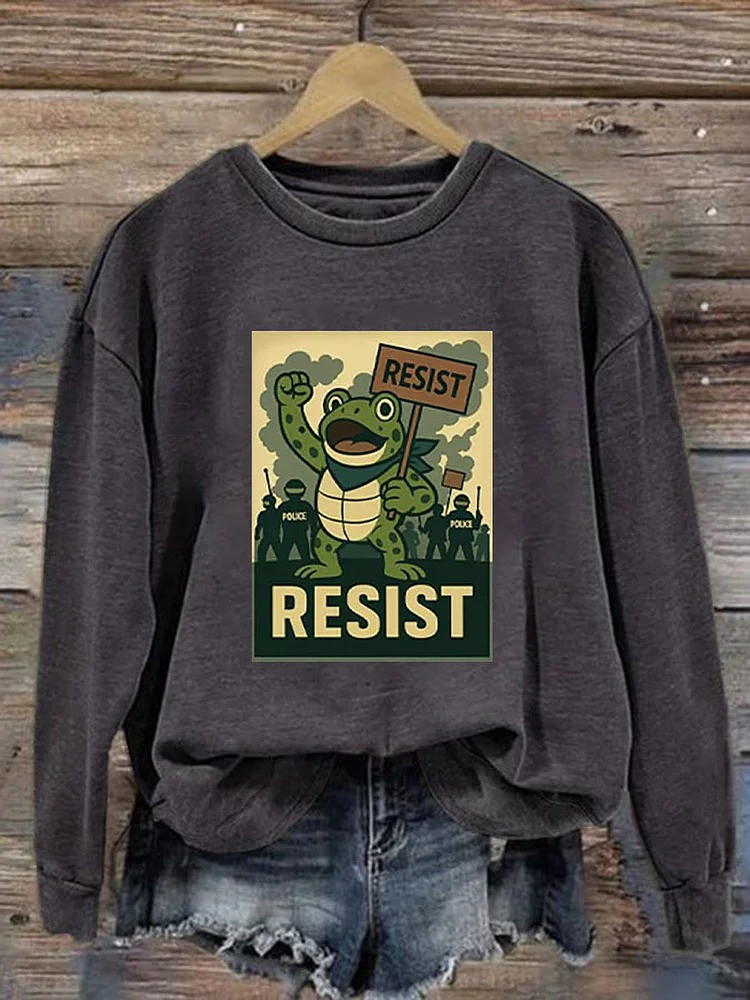 Resist Frog Sweatshirt Anti Fascist Portland Frog Protest Merch Gifts For Liberal