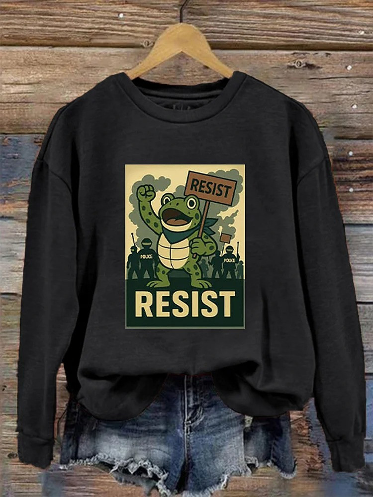 Resist Frog Sweatshirt Anti Fascist Protest Portland Frog Merch Democrats Gifts