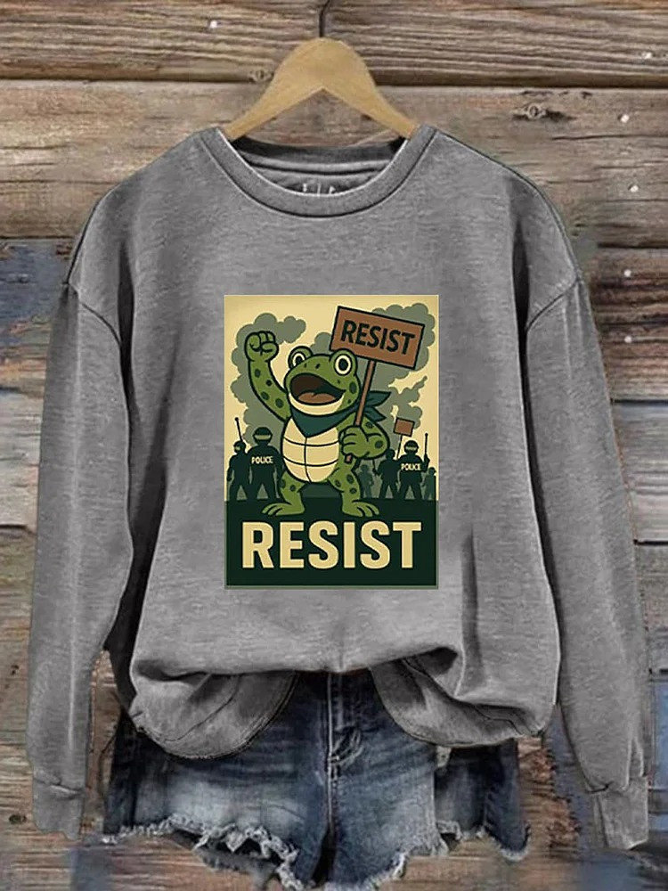 Resist Frog Sweatshirt Frog Portland Protest No Kings Merch Gifts For Friends