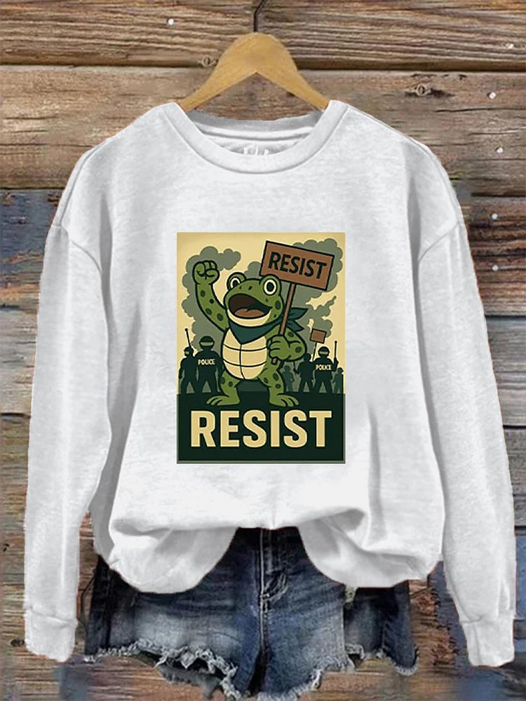 Resist Frog Sweatshirt Portland Frog Protest Anti Fascist Merch Gifts For Liberal