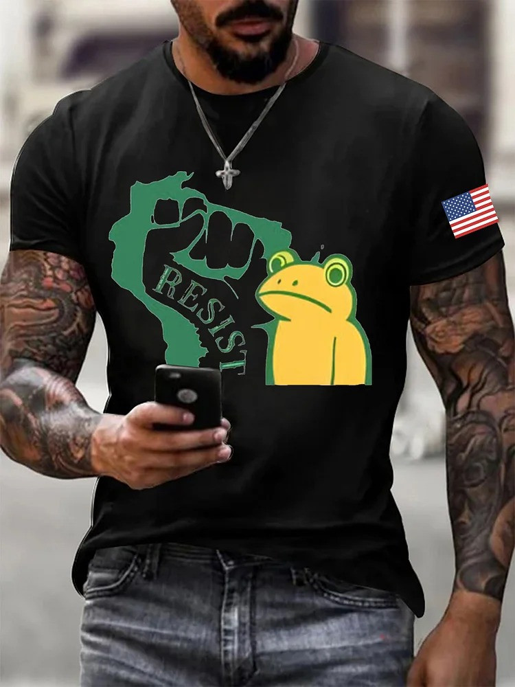 Resist Frog T-Shirt USA Flag Anti ICE Portland Frog Protest Merch Gifts For Him