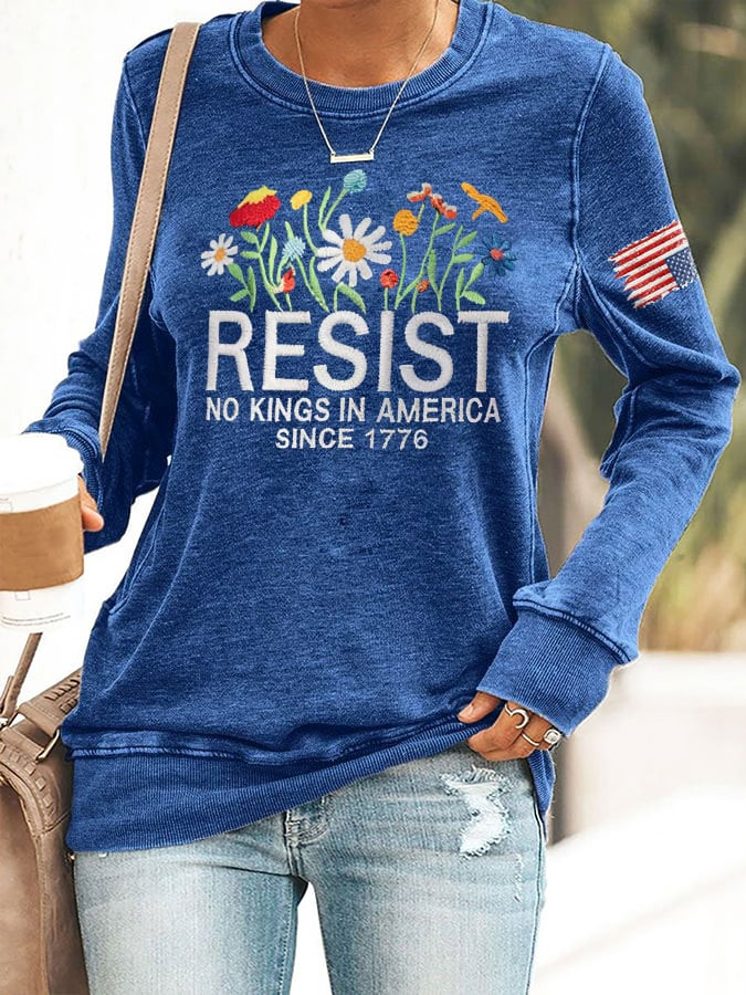 Resist No Kings In America Since 1776 Long Sleeve Shirt Political Protest Clothing Gift For Supporters