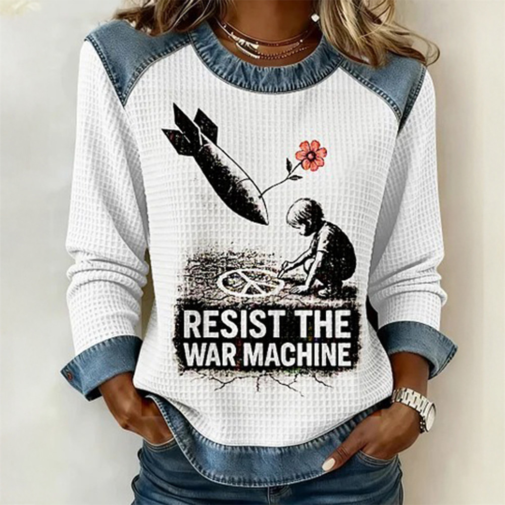 Resist The War Machines No War Sweatshirt Hippie Festival Outfits Cool Gift For Supporters