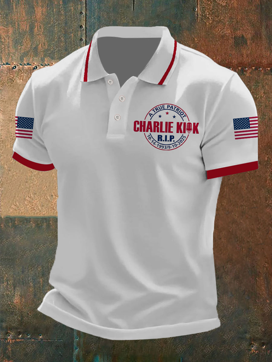Rest In Peace Charlie Kirk Polo Shirt A True Patriot 1993 2025 Charlie Kirk Clothing Gifts