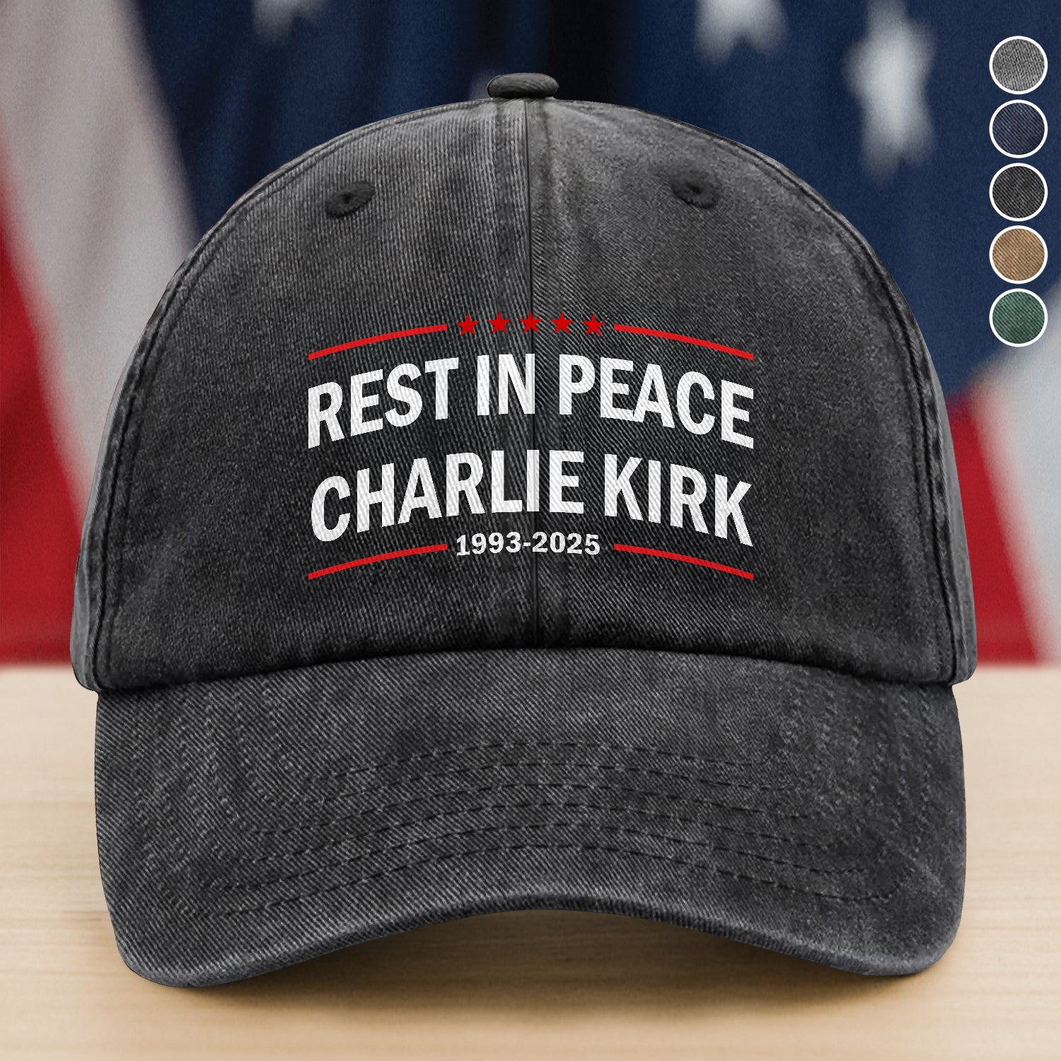 Rest In Peace Charlie Kirk Washed Baseball Cap Gift for American Conservatives