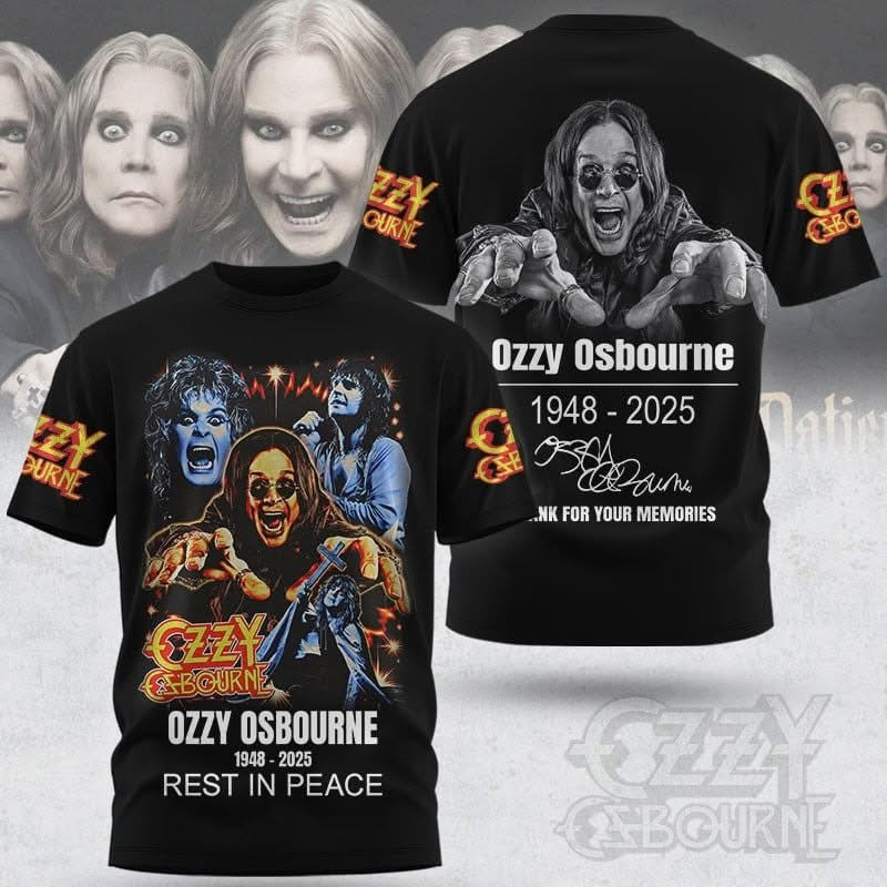 Rest In Peace Ozzy Osbourne RIP T-Shirt Thank You For The Memory Rock Legend Fan Merch