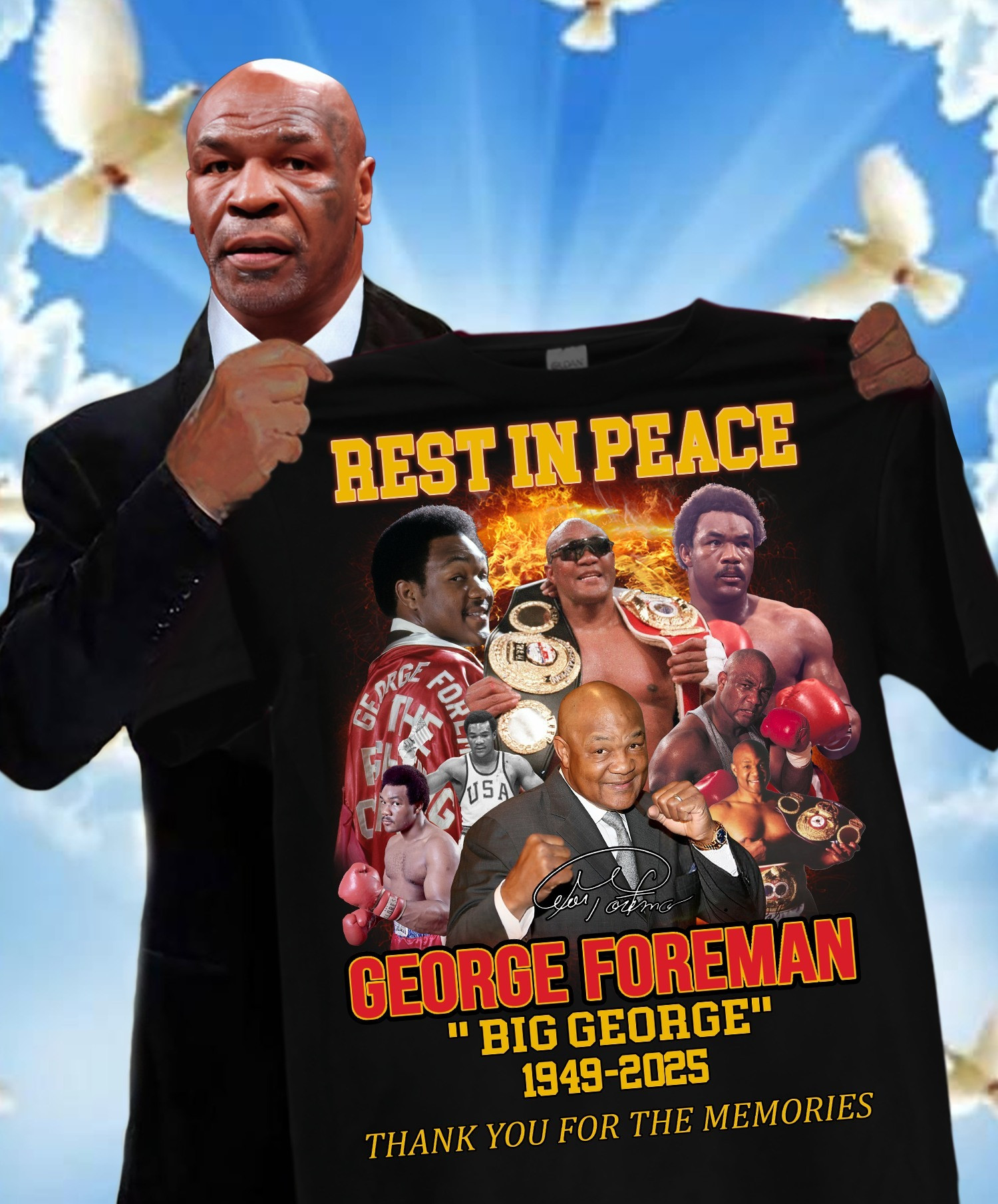 Rest In Peace RIP Big George Foreman T-Shirt Thank You For The Memories Gifts For Fans
