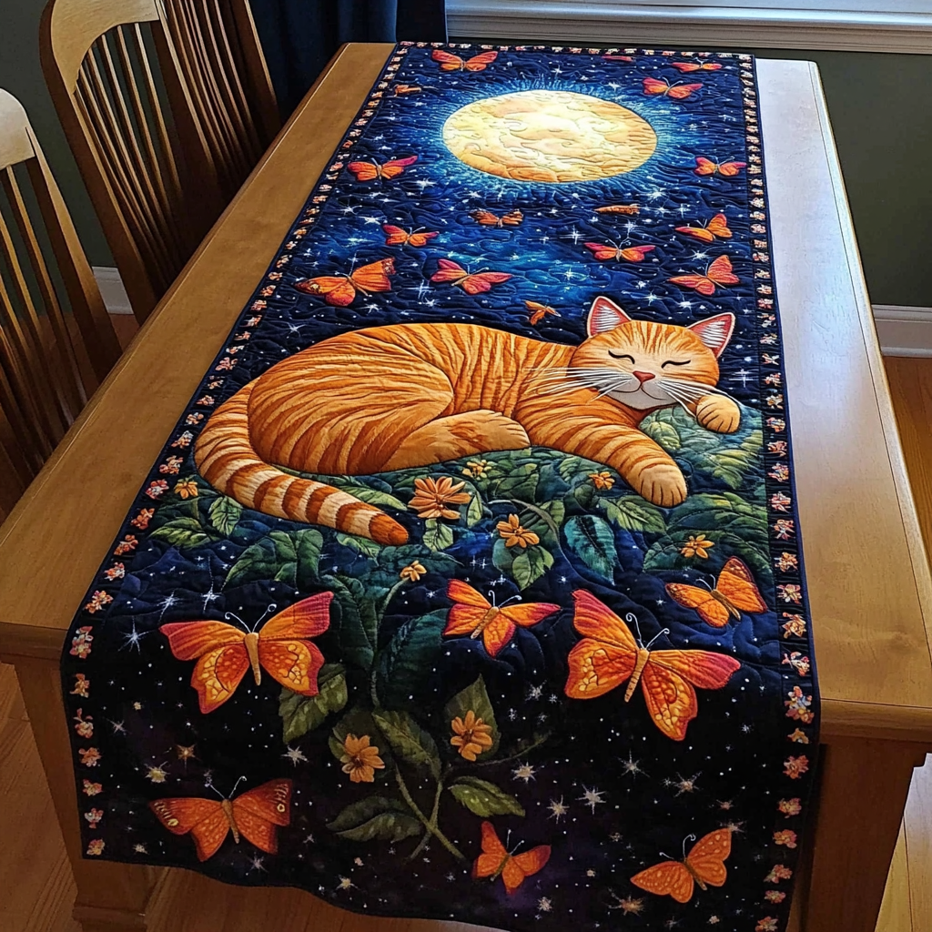 Restful Fur Quilted Table Runner Dining Table Decor Xmas Gift For Cat