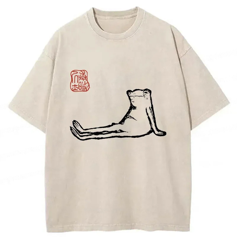 Resting Frog Washed T-Shirt Casual Oversized Outfit Style Gifts For Brother