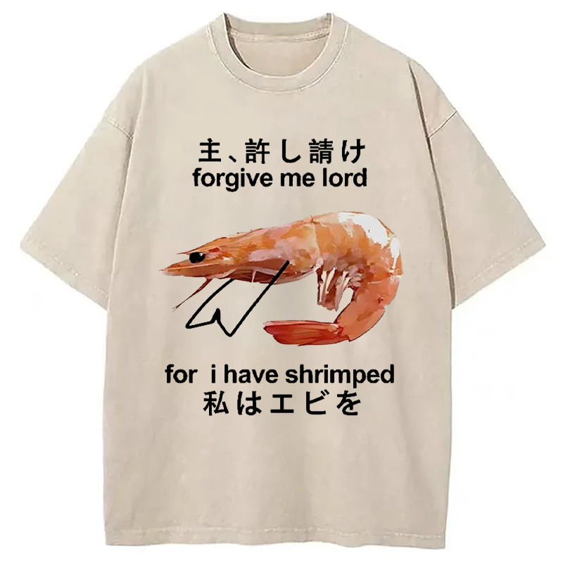 Retreating Shrimp Washed T-Shirt Retro Humor Outfit Idea Gifts For Best Friend