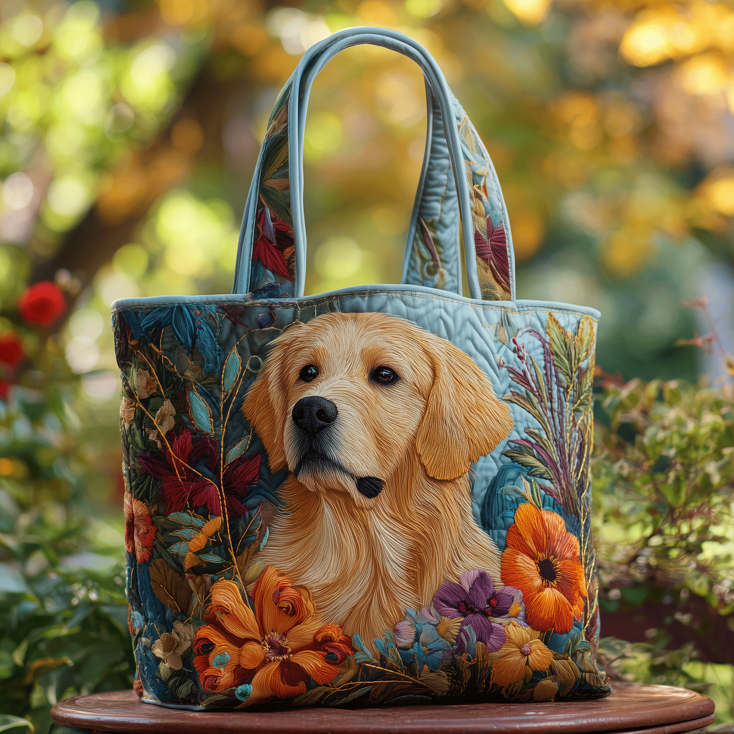 Retriever Garden Quilted Tote Bag Dog Owners Themed Gifts