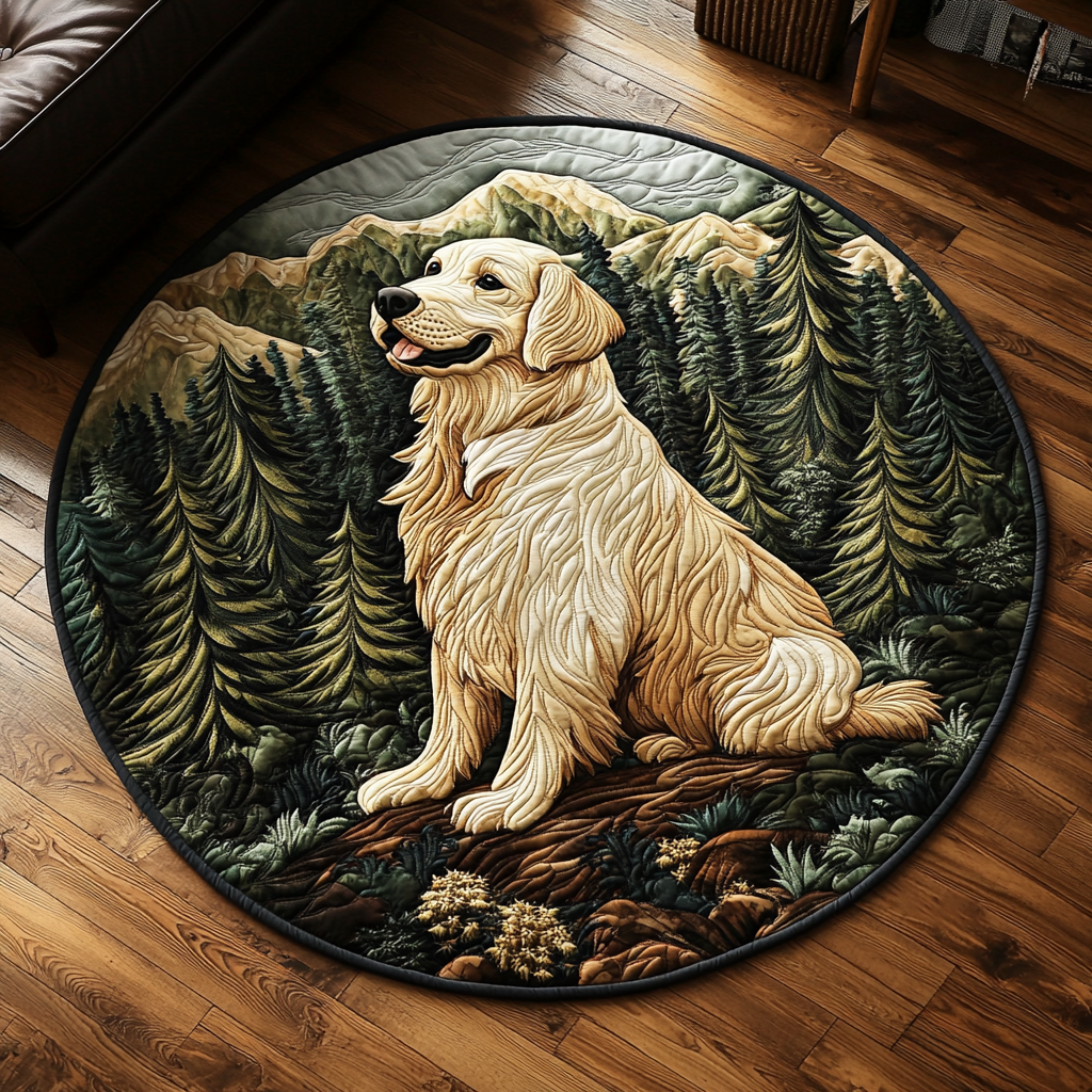 Retriever Love Quilted Round Mat Entryway Decor Gift Ideas For Dog Owners
