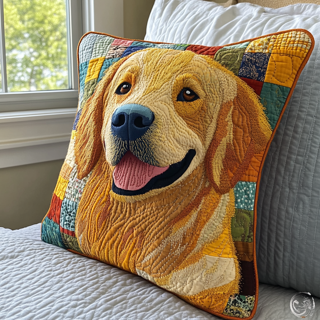 Retriever Magic Quilted Pillow Case Decorative Pillow Cases Golden Retriever Gifts For Owners