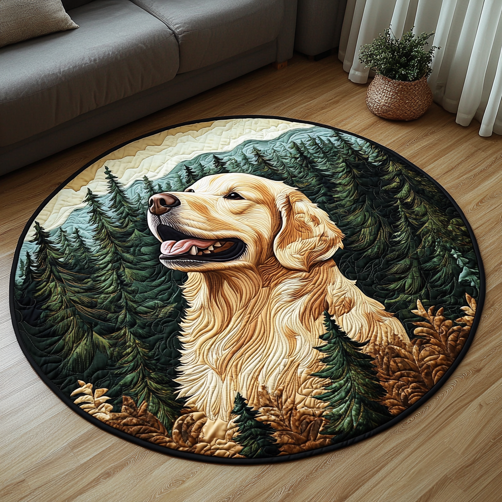Retriever Magic Quilted Round Mat Outdoor Decor Funny Presents For Dogs