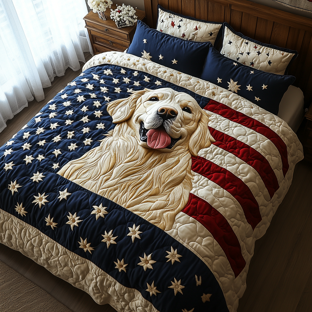 Retriever Pride Quilted Bedding Set Holiday Duvet Covers Best Gifts For Golden Retriever Owners