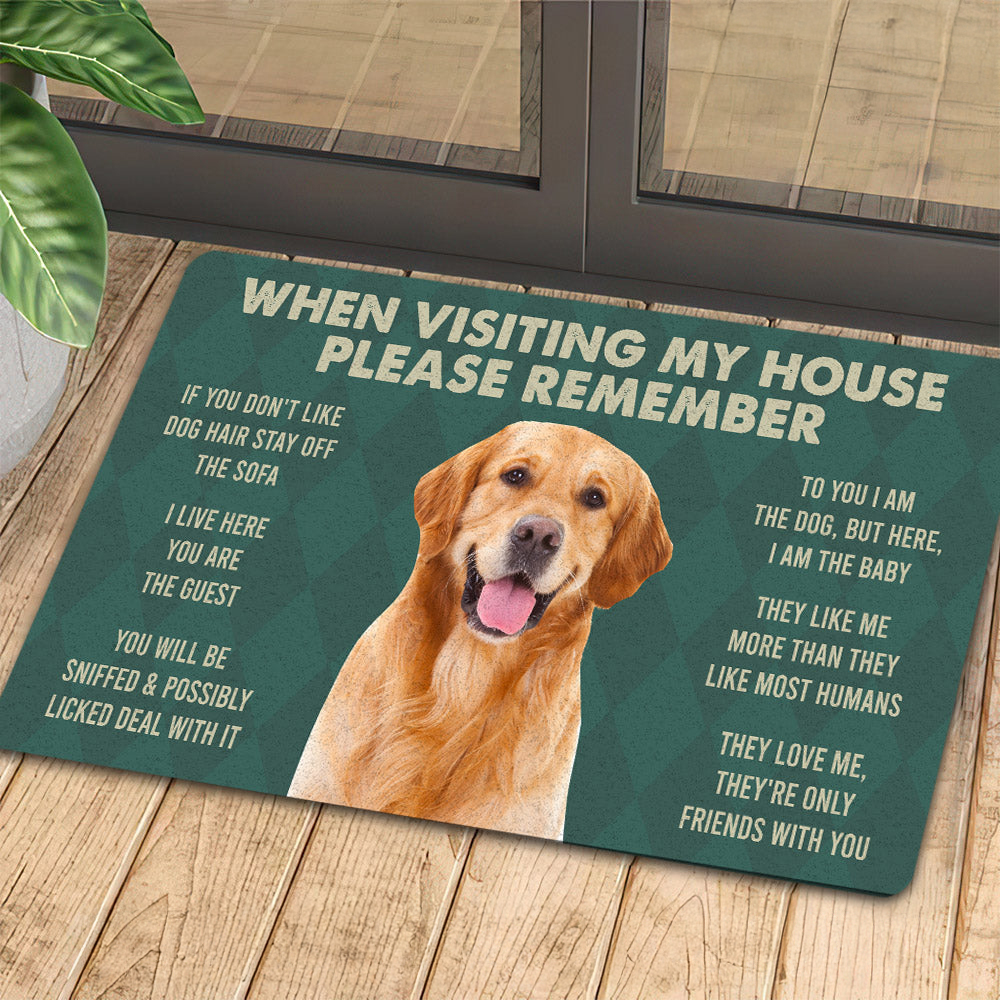 Retrievers Golden Dog Doormat Please Remember I Live Here Gift For Dog Lovers Housewarming Gift Dog Decor