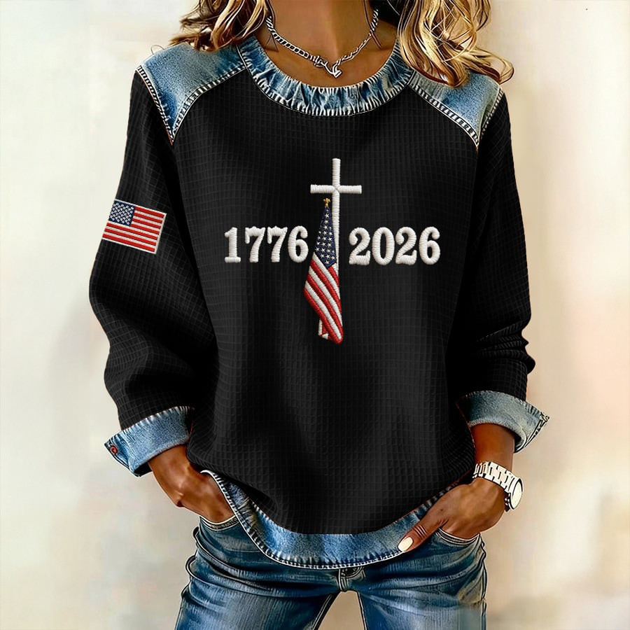Retro 250th Anniversary 1776 2026 Faith Sweatshirt Patriotic Apparel Gift For 4Th Of July