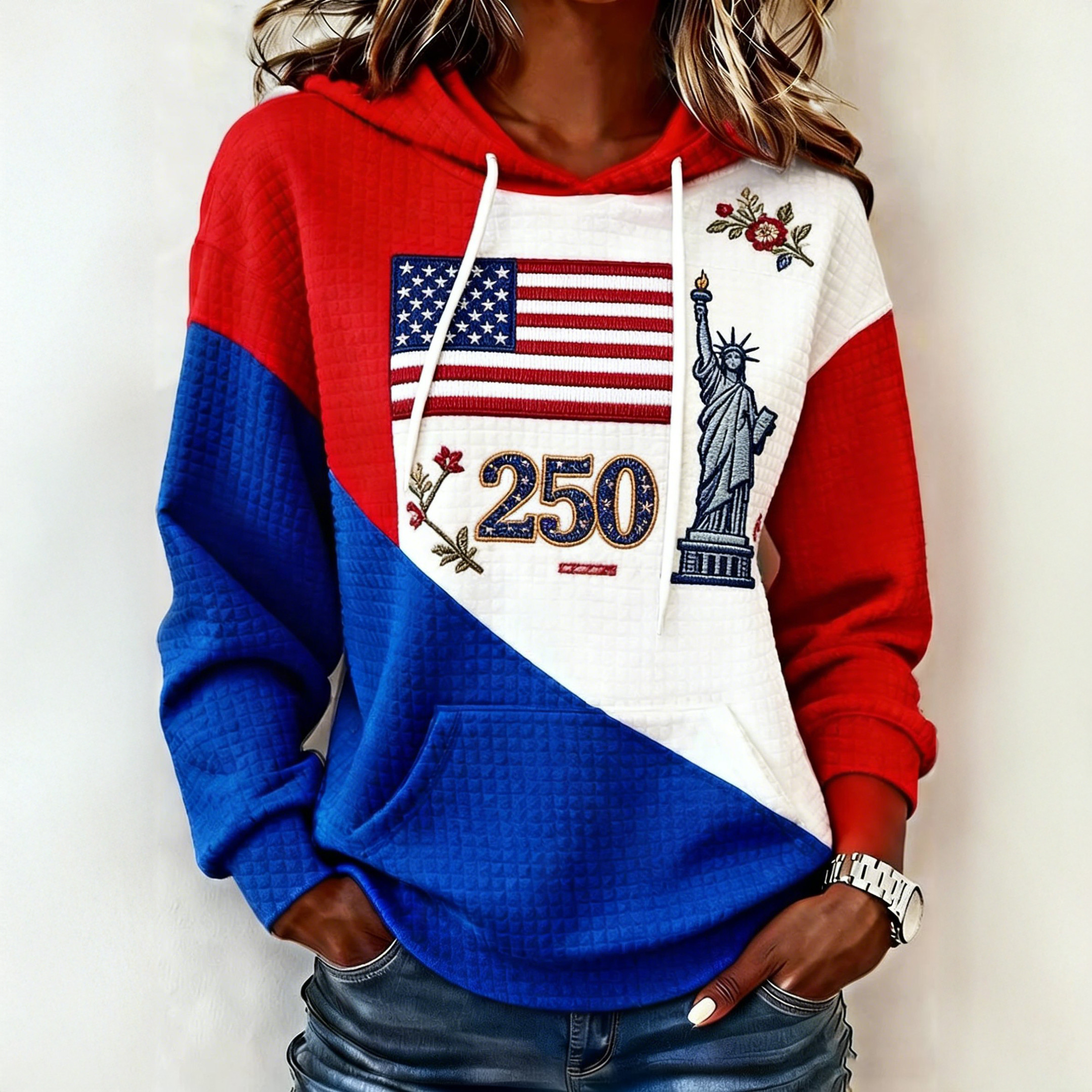 Retro 250th Anniversary 1776 2026 Hoodie Statue Of Liberty Apparel 4th Of July Gift