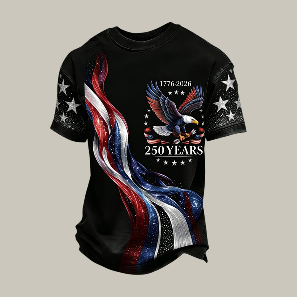 Retro 250th Anniversary American Art T-Shirt Patriotic Eagle 1776 2026 Merch Gift For Husband