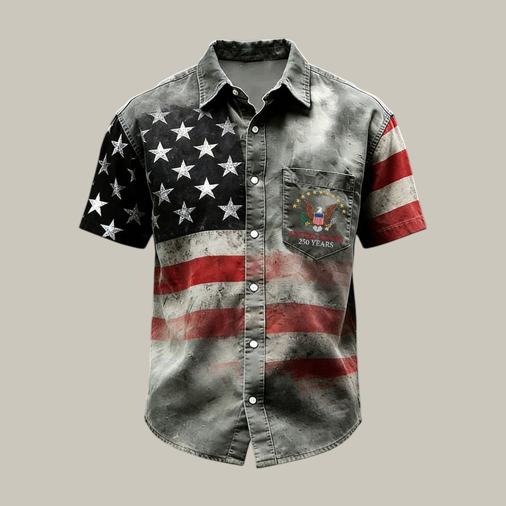 Retro 250th Anniversary Button Up Shirt Independence Day 2026 Clothes 1776 2026 Merch