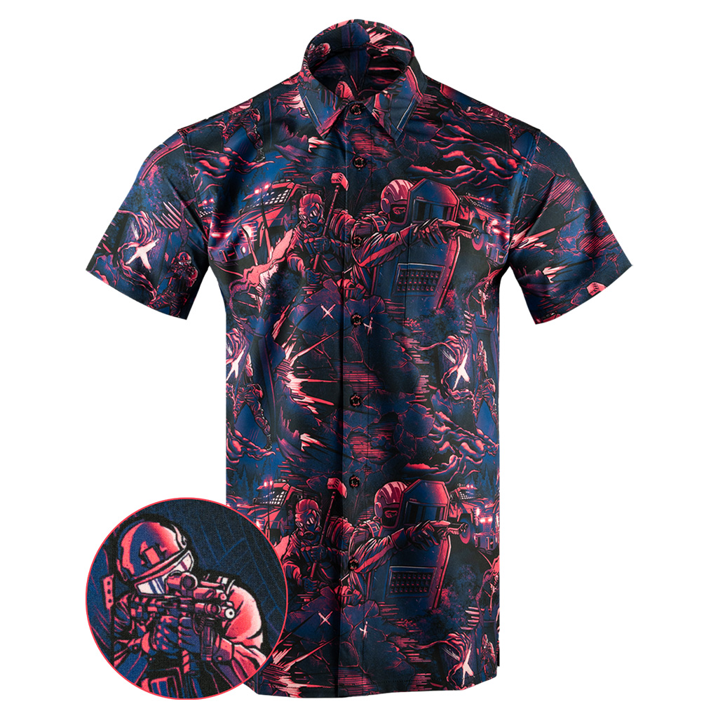 Retro 6 Button Down Shirt Tactical Shirt Hawaii Style Xmas Presents For Him