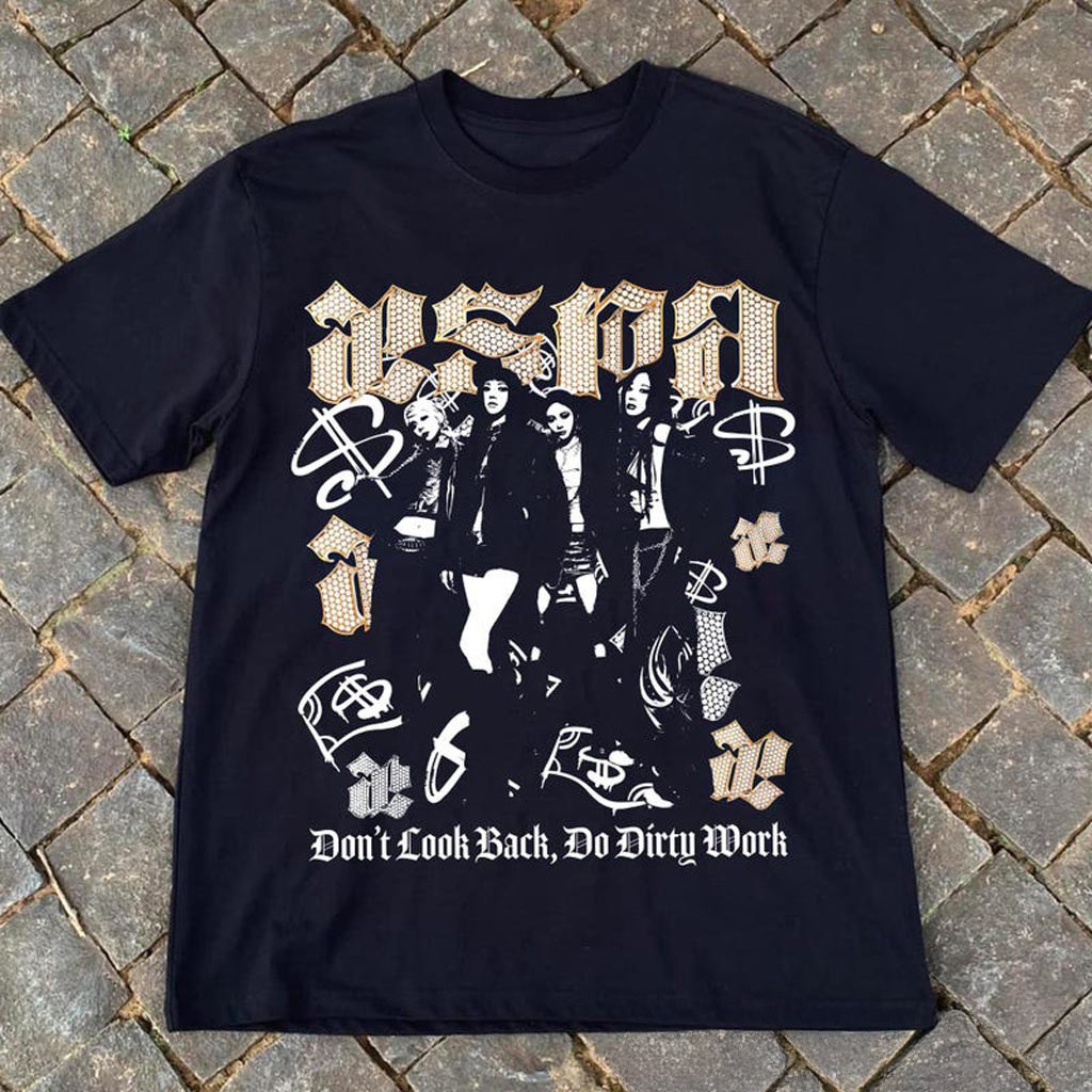 Retro Aespa Dirty Work Shirt AESPA Synk Parallel Line Tour Shirt Dirty Work Sweatshirt Aespa
