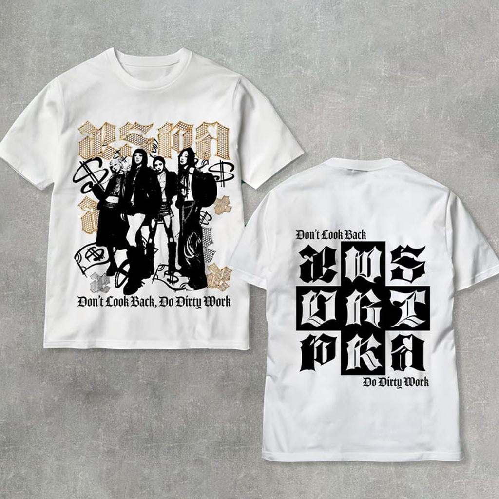 Retro Aespa Dirty Work Shirt Dirty Work T-Shirt Aespa Members Karina Giselle NingNing Apparel Retro Aespa Dirty Work Shirt Dirty Work T-Shirt Aespa Members Karina Giselle NingNing Apparel