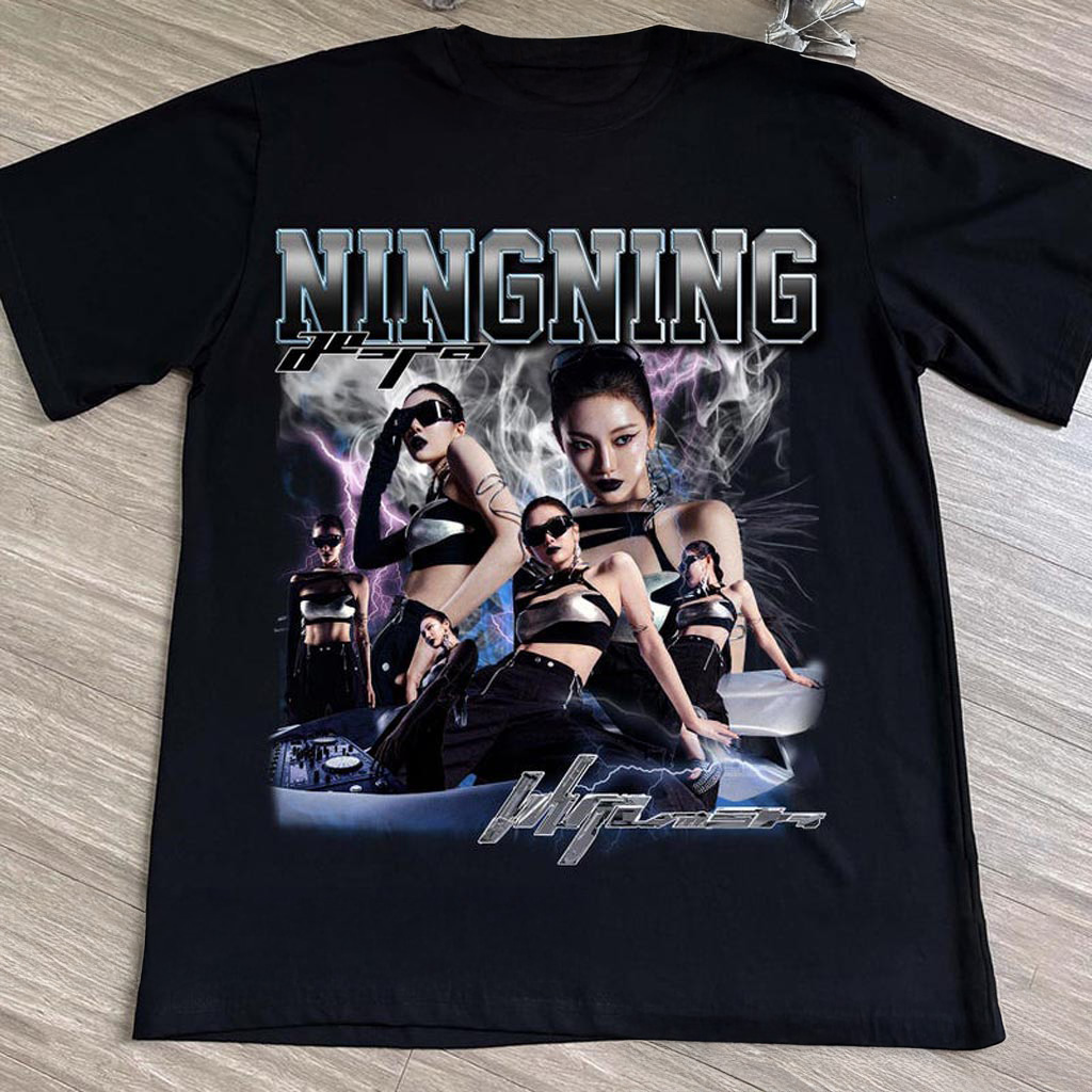 Retro Aespa NingNing Shirt Aespa Whiplash Shirt AESPA Synk Parallel Line Tour Shirt Aespa