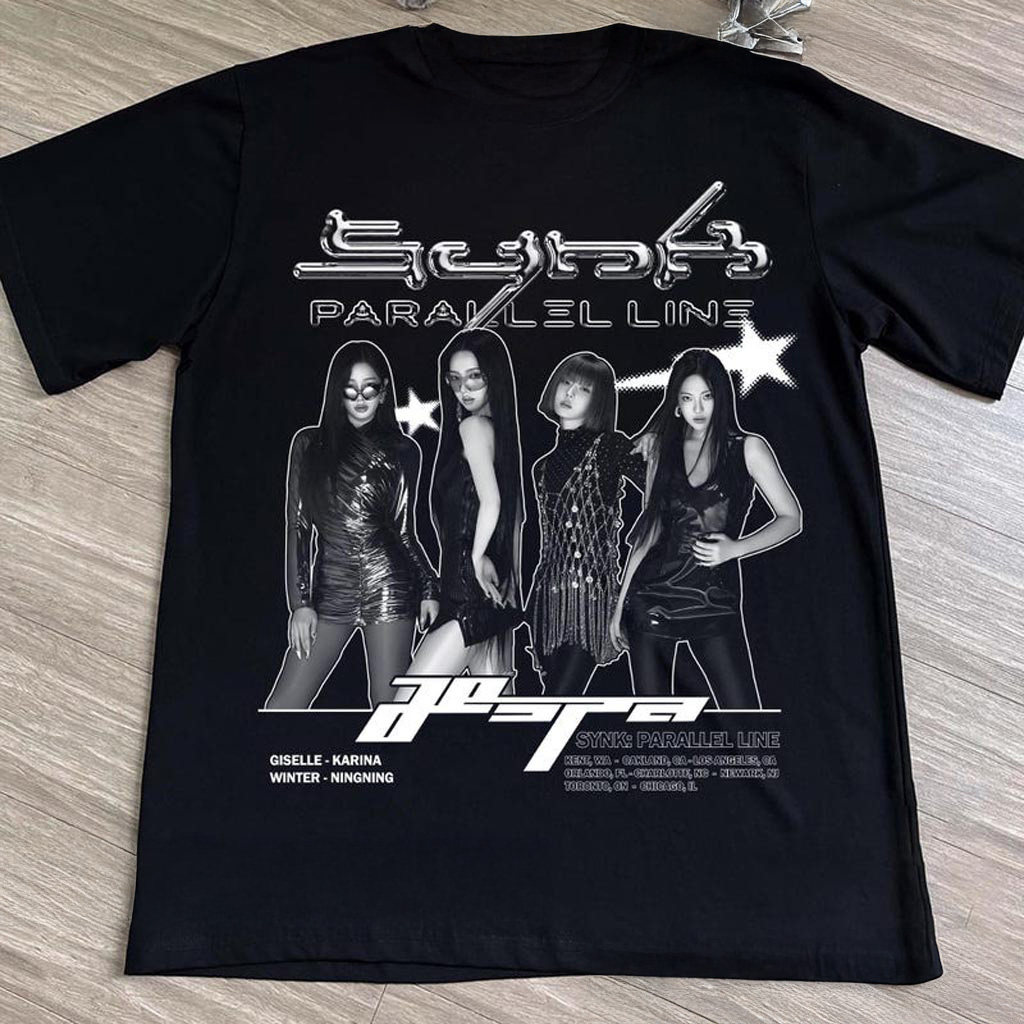 Retro AESPA Synk Parallel Line Tour Shirt Aespa Live Tour In US Hoodie Aespa Whiplash Retro AESPA Synk Parallel Line Tour Shirt Aespa Live Tour In US Hoodie Aespa Whiplash