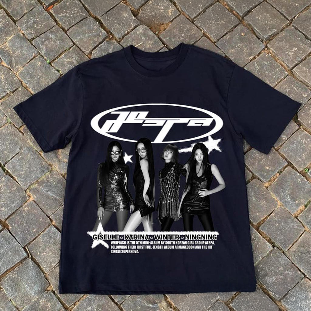 Retro Aespa Whiplash Shirt Aespa Live Tour SweatshirtAESPA Synk Parallel Line Tour Shirt