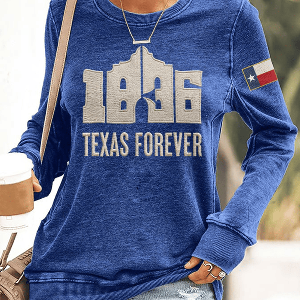 Retro Alamo 1836 Texas Forever Sweatshirt Lone Star Flag Logo Sweatshirt Patriotic Gifts