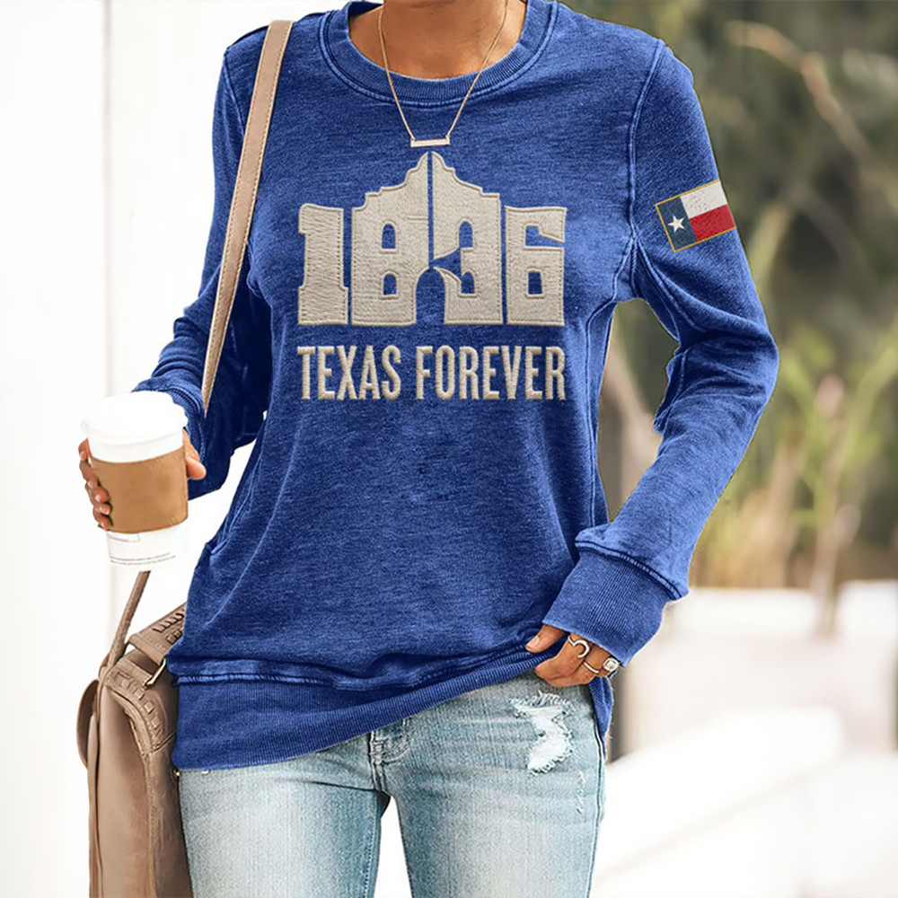 Retro Alamo 1836 Texas Forever Sweatshirt Texas Independence Day Clothes Patriotic Gift For Her