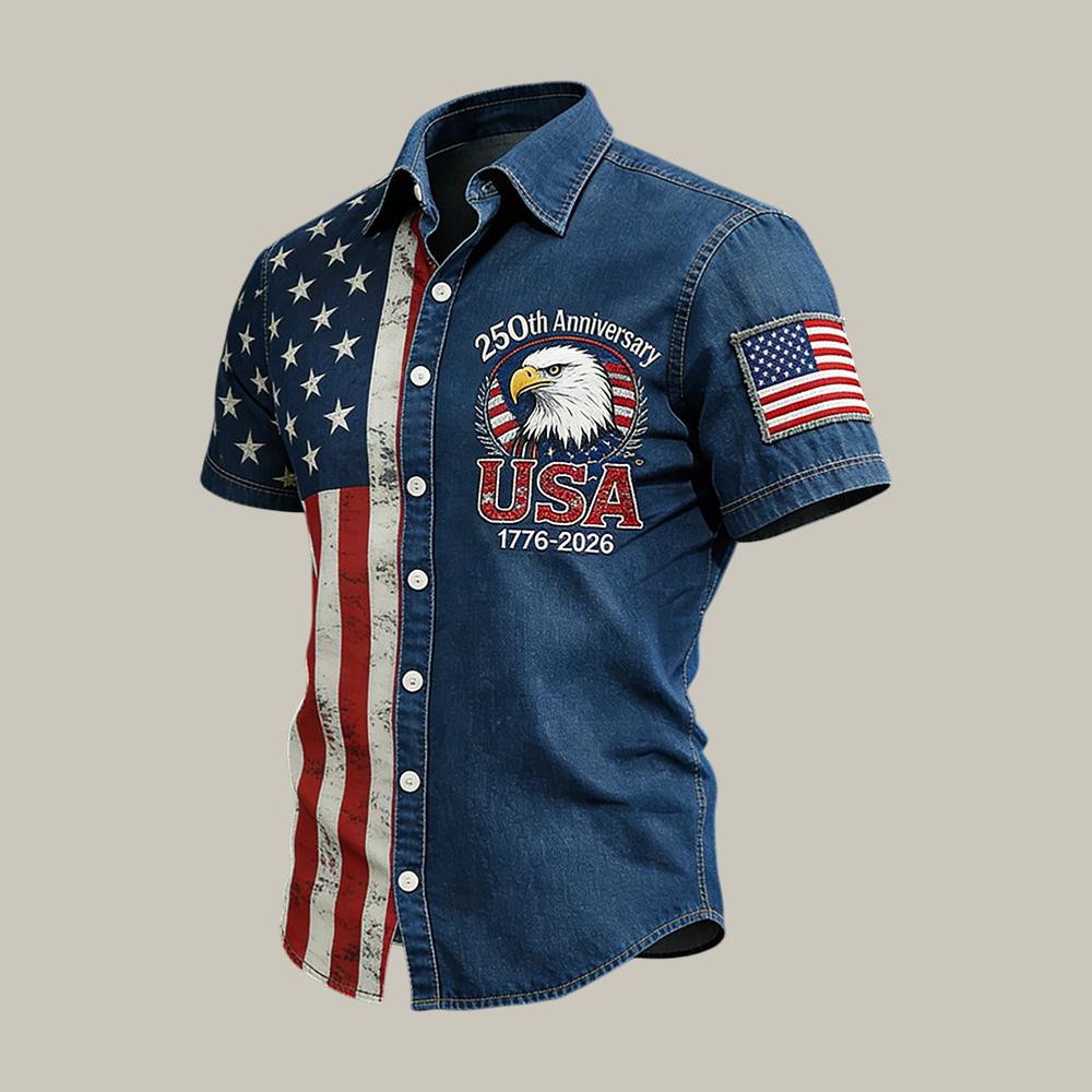 Retro America 250th Anniversary 1776 2026 Eagle Hawaiian Shirt Independence Day 2026 Clothes