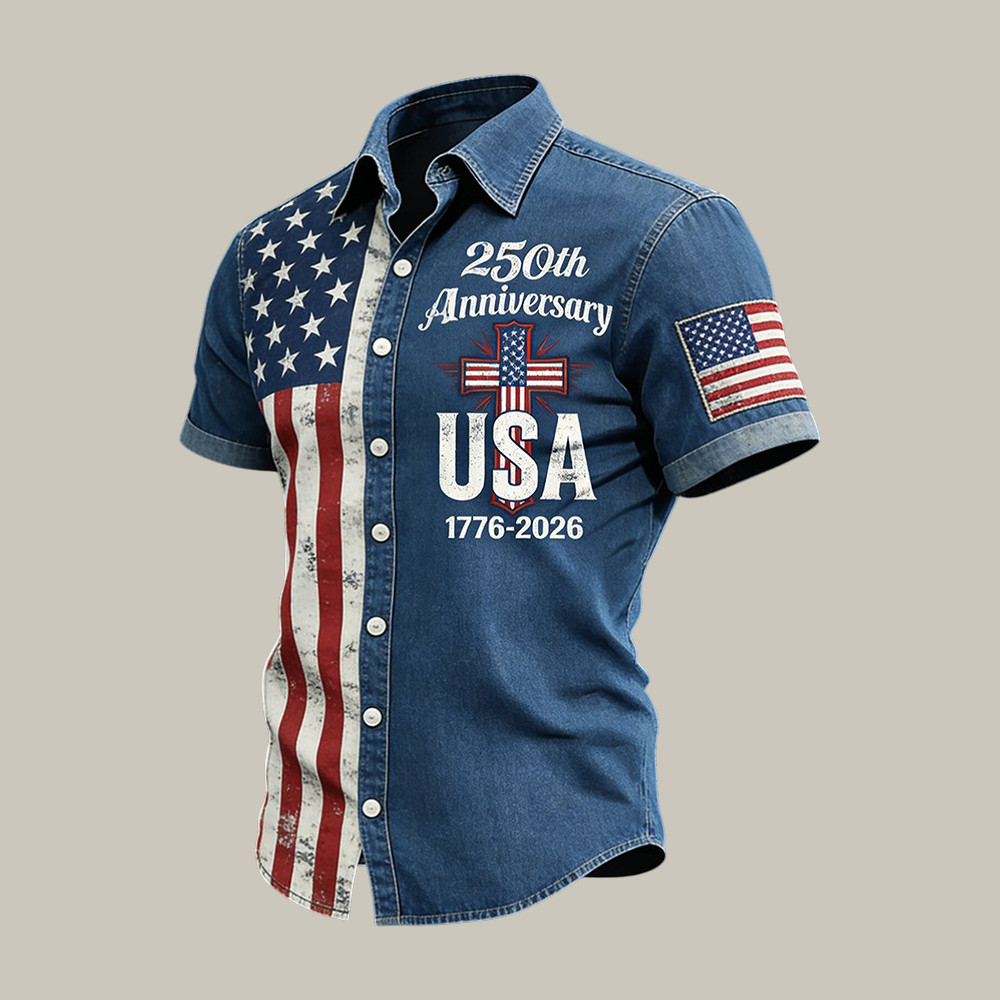 Retro America 250th Anniversary 1776 2026 Faith Hawaiian Shirt America's Birthday Shirt