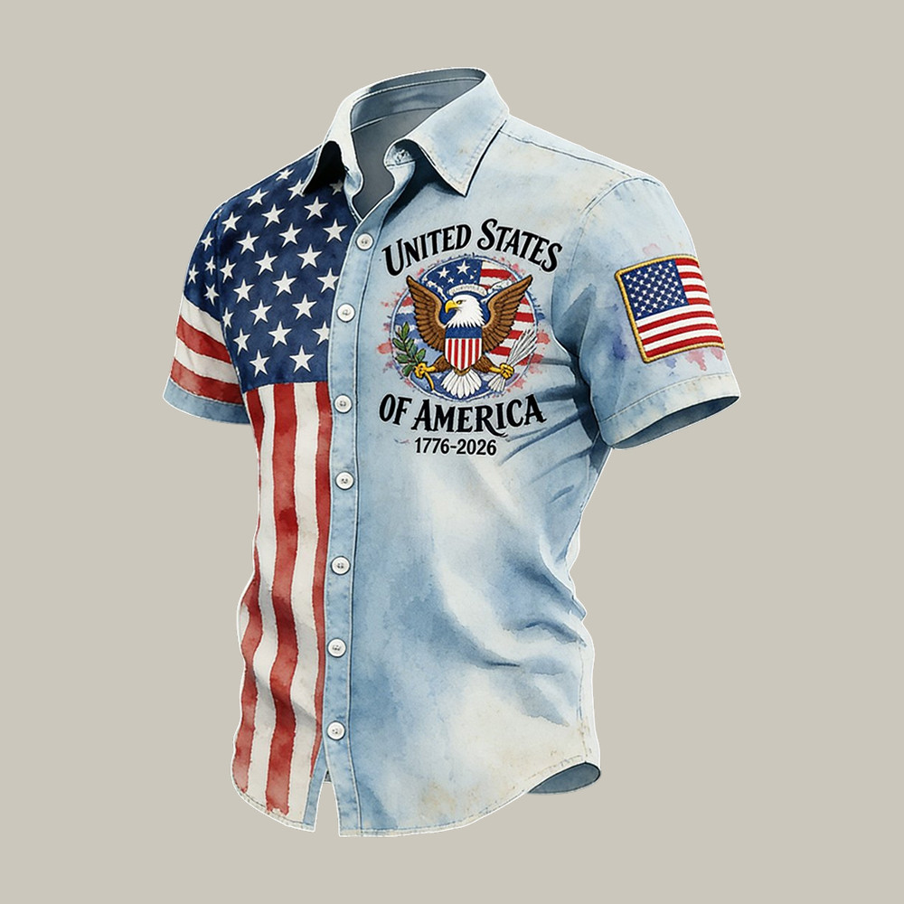 Retro America 250th Anniversary 1776 2026 Hawaiian Shirt American Eagle Shirt 4th Of July Gift