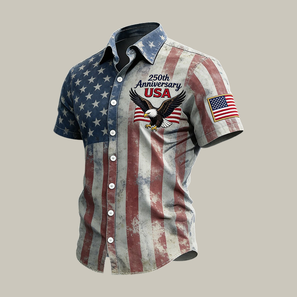 Retro America 250th Anniversary 1776 2026 Hawaiian Shirt American Eagle Shirt July 4 Gift Idea