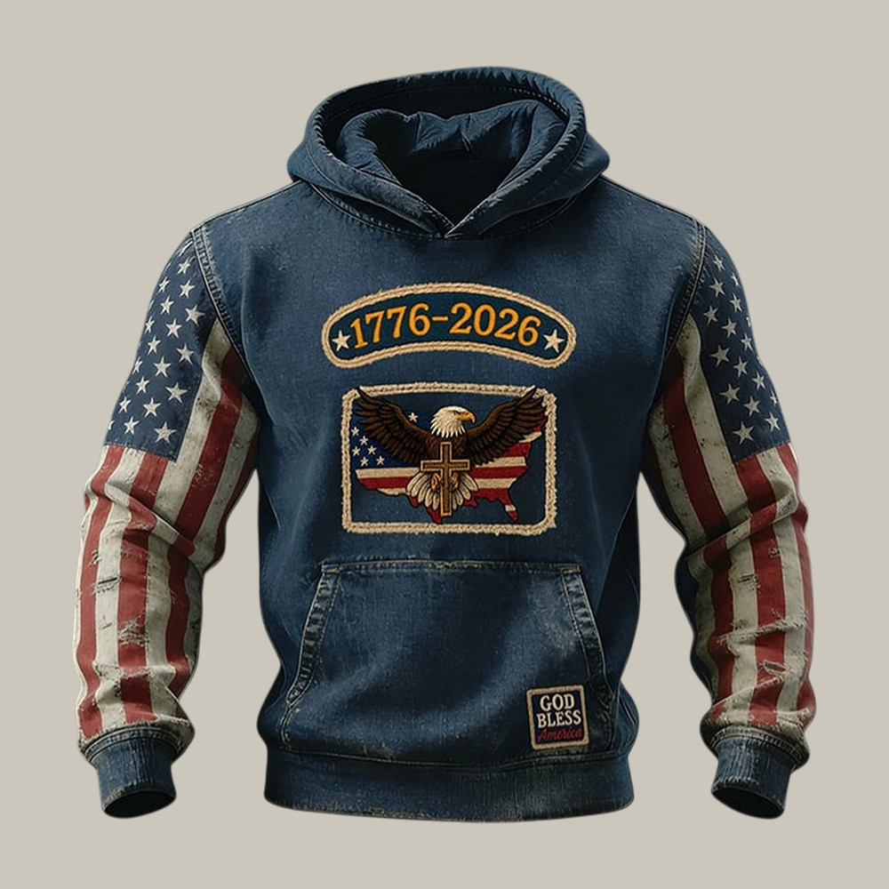 Retro America 250th Anniversary 1776 2026 Hoodie American Eagle Apparel Patriotic Gift Ideas